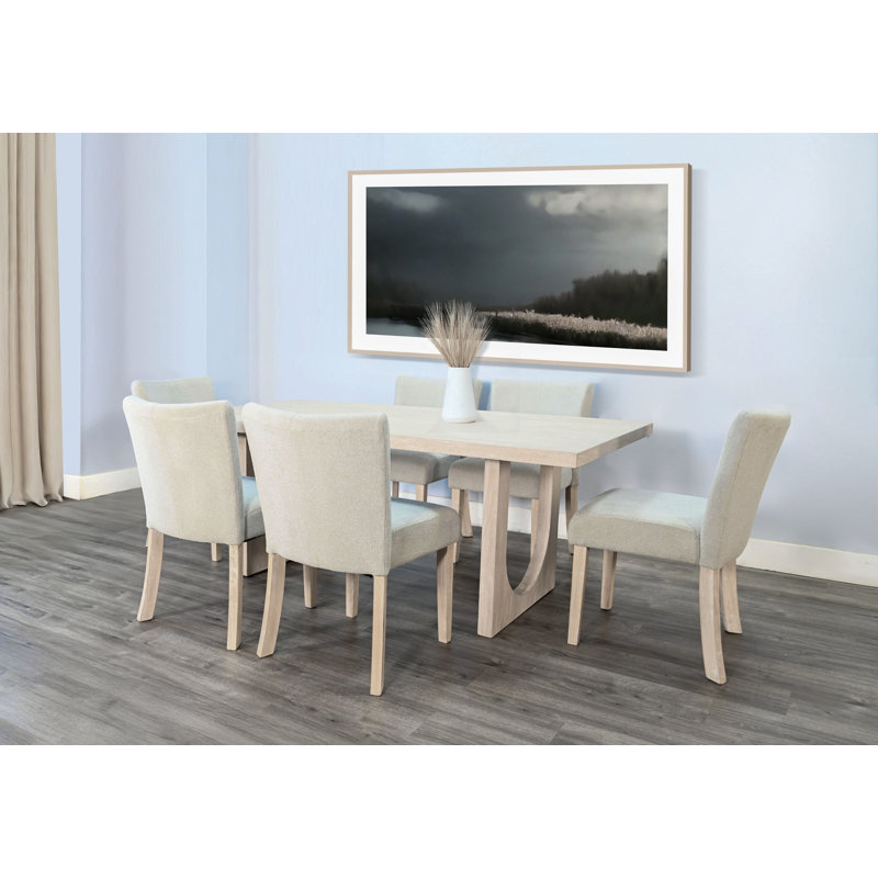  Liz Arched Leg Dining Set, 7 Pieces: Table, 6 Chairs