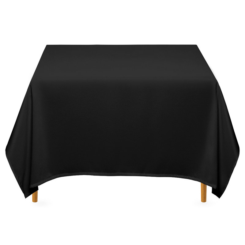  Solid Color Polyester Square Tablecloth, 70" x 70", Black