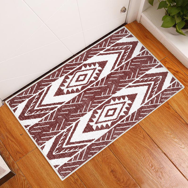 Tapis d'entrée antidérapant en coton 36 po x 24 po Mattera, Marron