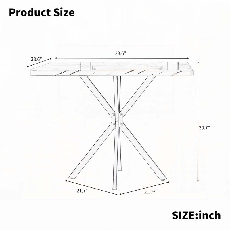 Square Dining Table for 4-6 Person, Marble, White