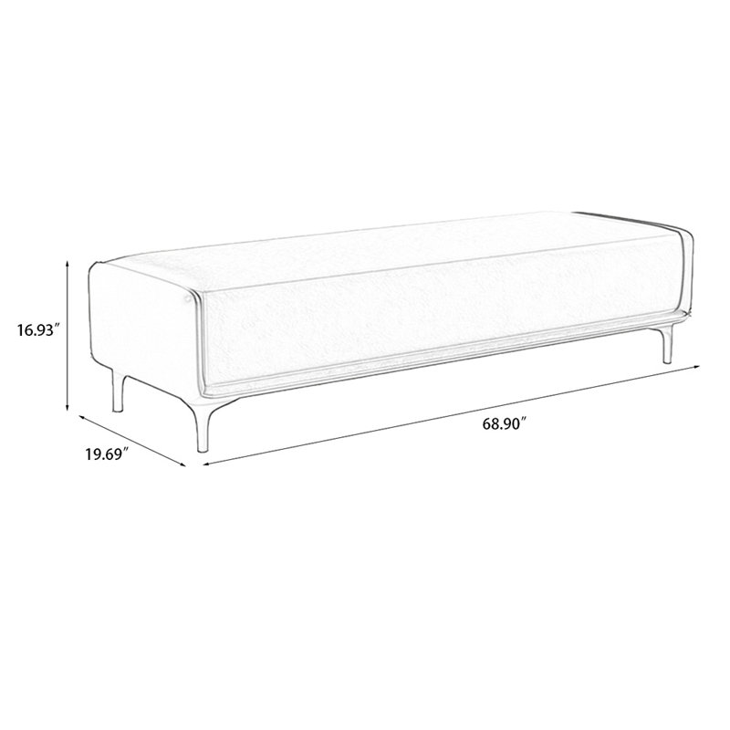 Long banc en cuir bleu moderne, Bleu