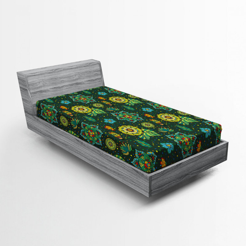 Microfiber Floral Fitted Sheet, Twin Fitted Sheet