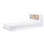 Lit simple pour chambre à coucher avec tête de lit bâbord - Placage de pin blanc et naturel avec rangement pour jeunes