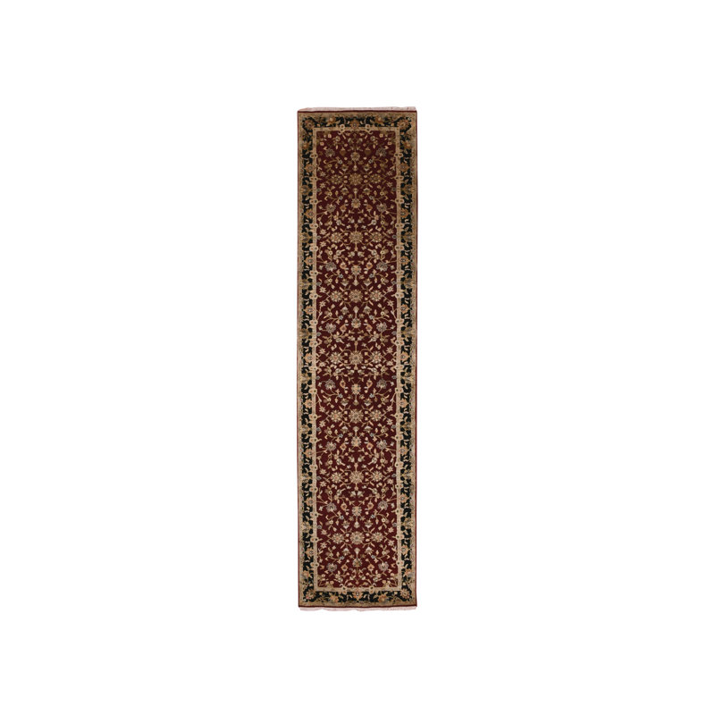 Tapis de couloir rouge en laine noué à la main 2 pi 9 po x 12 pi 3 po Rajasthan 85D642F283C04EF6998C966DBA1ADCC4