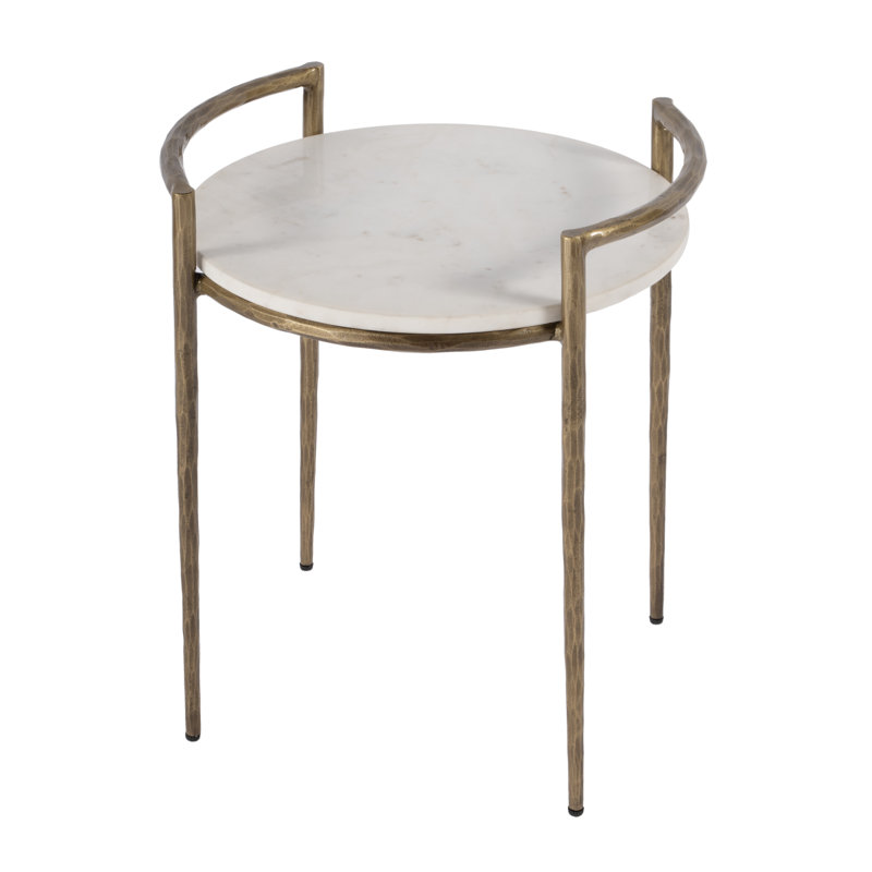 Jahsi 19 in. W Round Marble and Iron Side Table