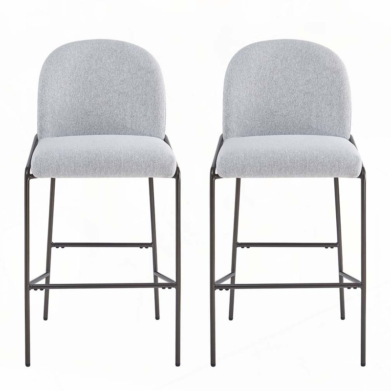 Tabouret de bar rembourré en métal, Gris