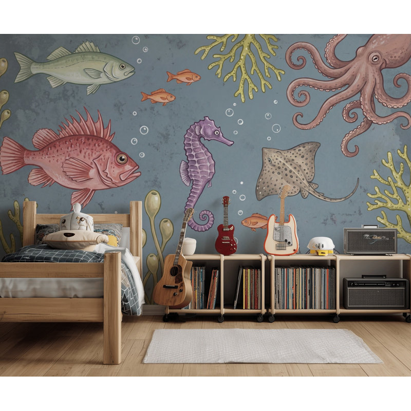 Décoration murale sous-marine amovible Sea Life, 120 po x 96 po, Non tissé