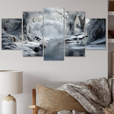 Hanselka - Paysages, art mural, salon - 5 panneaux
