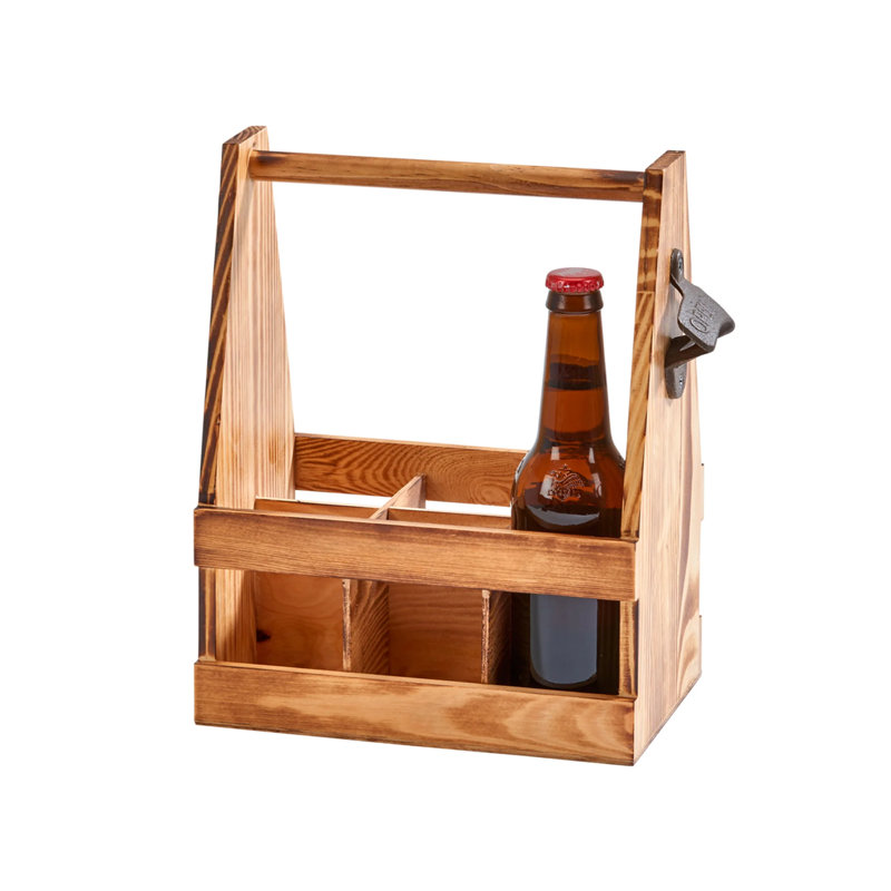 Porte-accessoires en bois pour 6 bouteilles