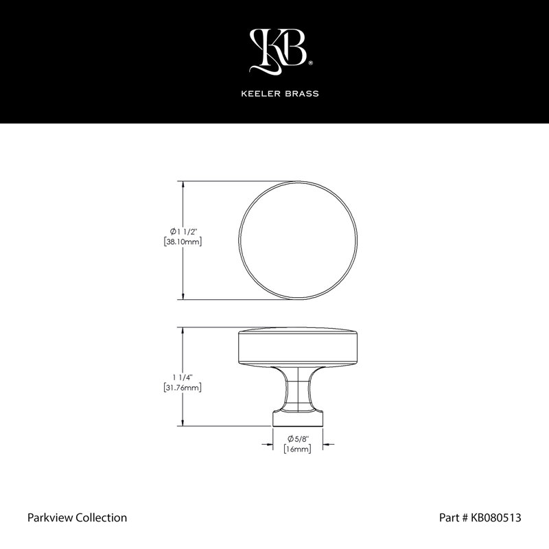 Parkview Collection Round Knob - Cabinet Knob - Transitional Hardware for Drawers & Cabinets, 1-1/2", Satin Brass