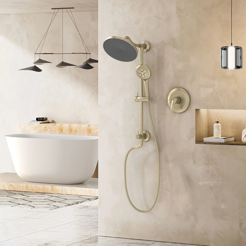 Robinet de douche mural mural avec valve anti-brûlure à pression équilibrée, Or brossé