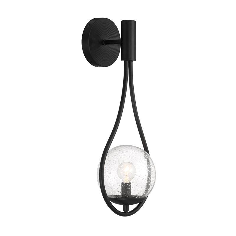 Desloge Metal Armed Sconce in Black, Black