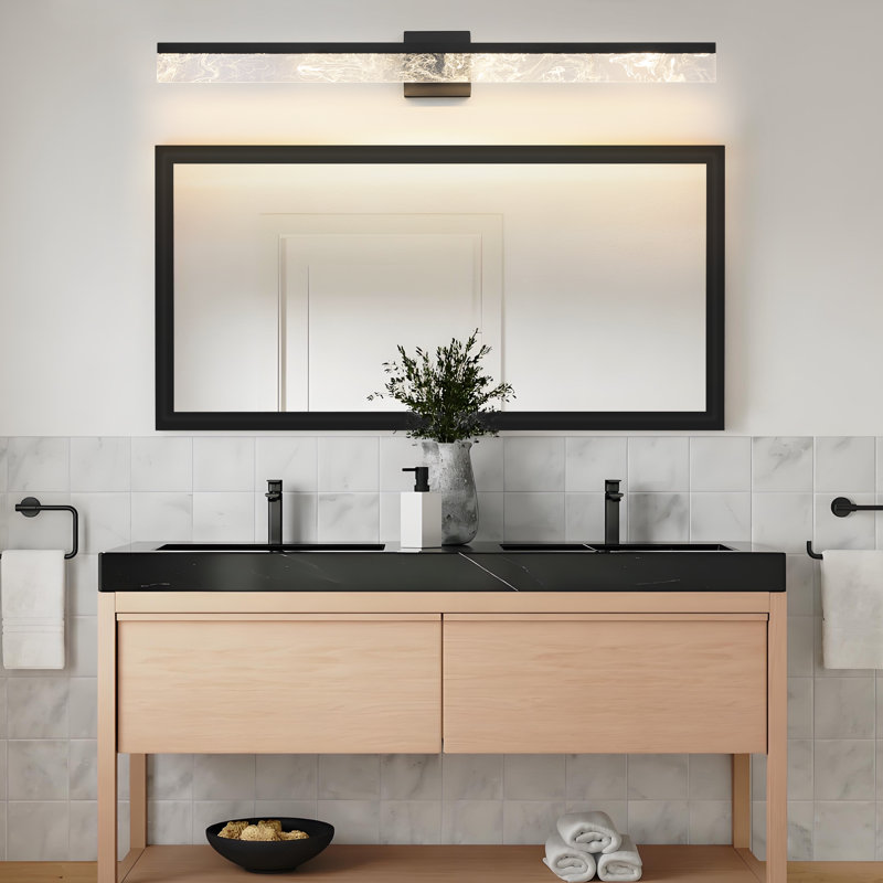 Tramal 39" Modern Dimmable LED Bath Bar, Smoked Acrylic Shade, Aluminum Light Fixture, Matte Black
