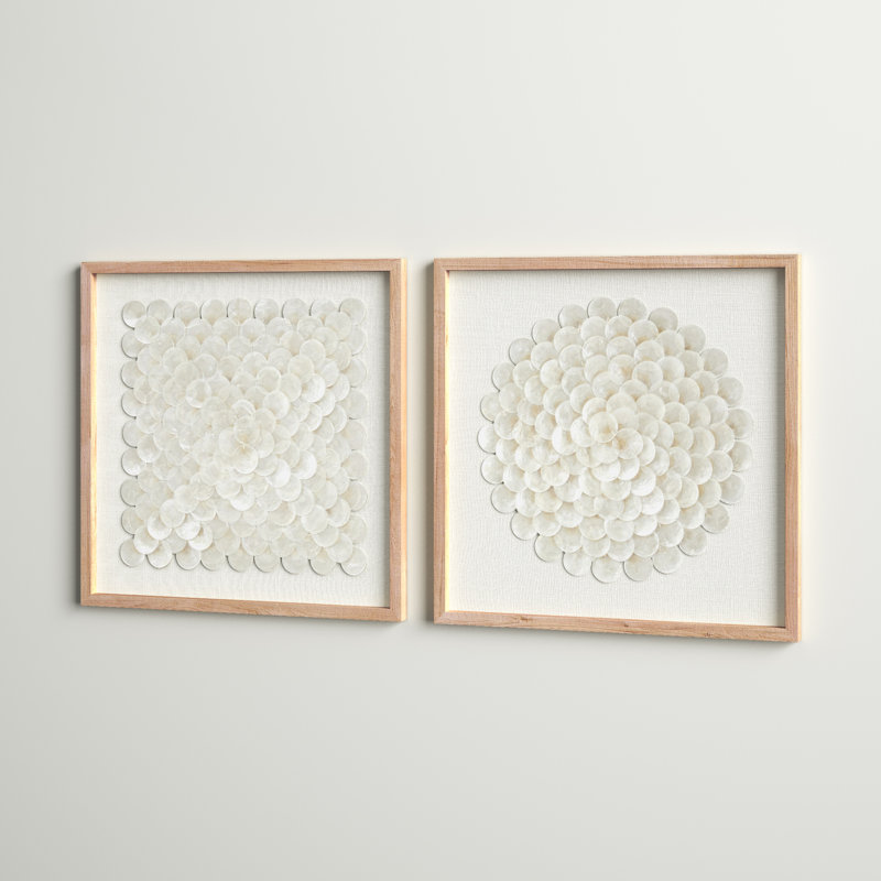 Sand & Stable 2 Piece Cream Shell Handmade Overlapping Shells Geometric ...