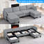 Canapé modulaire en lin avec repose-pieds-1967657682