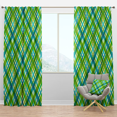 Tartan Geometrical Texture II - Mid-Century Velvet Curtain - Room darkening - 1 panel