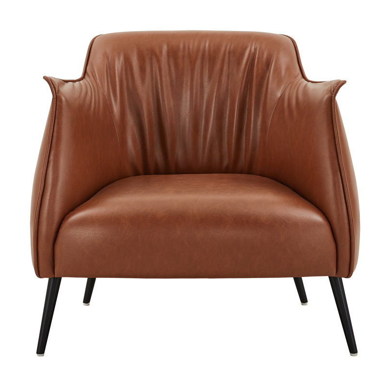 Rankins Oversized Faux Leather Barrel Chair, Brown