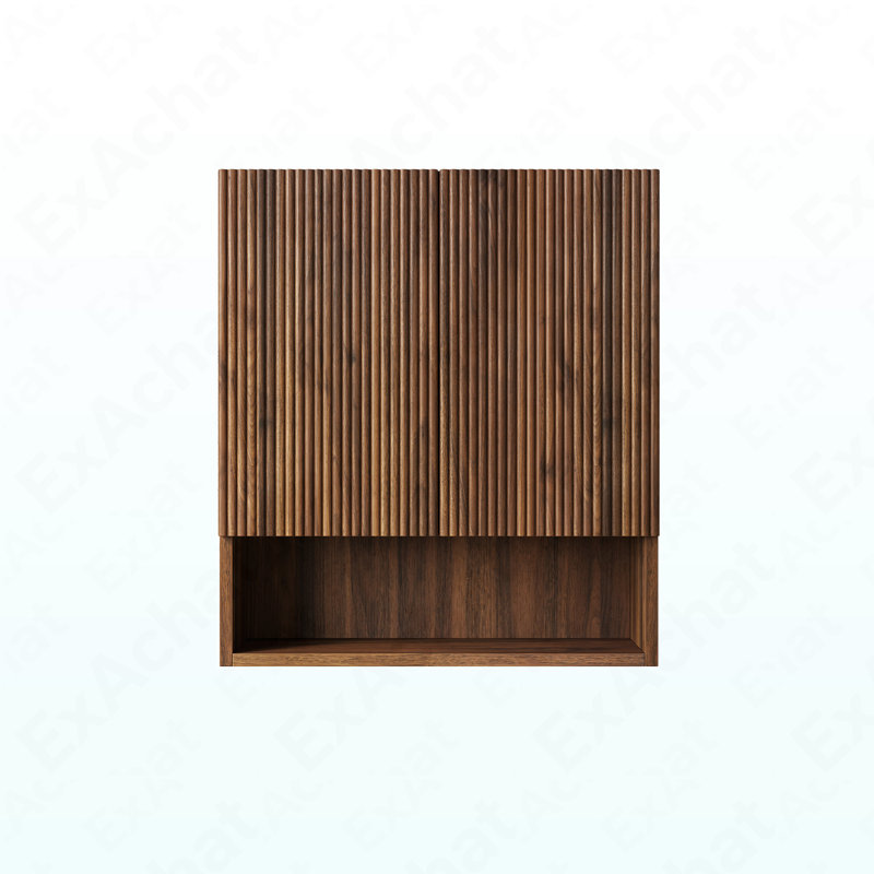 26" Wall-Mounted Striped Bathroom Cabinet, With Doors, Shelf And Open Storage Compartment Over The Toilet Storage Cabinet For Bathroom, Kitchen, Laundry Room, Drak Walnut Woodgrain Color