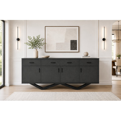 Buffet Windsor en chêne gris mat avec base en métal noir