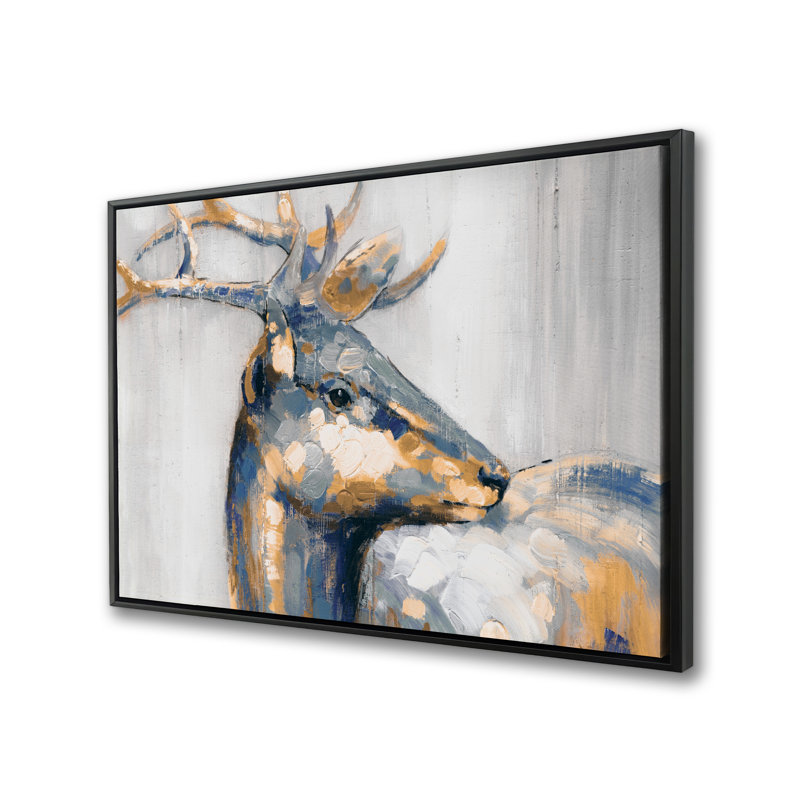 Cerf doré - Toile rustique, décoration de maison de vacances