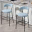 Tabouret de bar confortable à hauteur de comptoir en tissu avec base thermolaquée noire et repose-pieds pour îlots de cuisine et bars