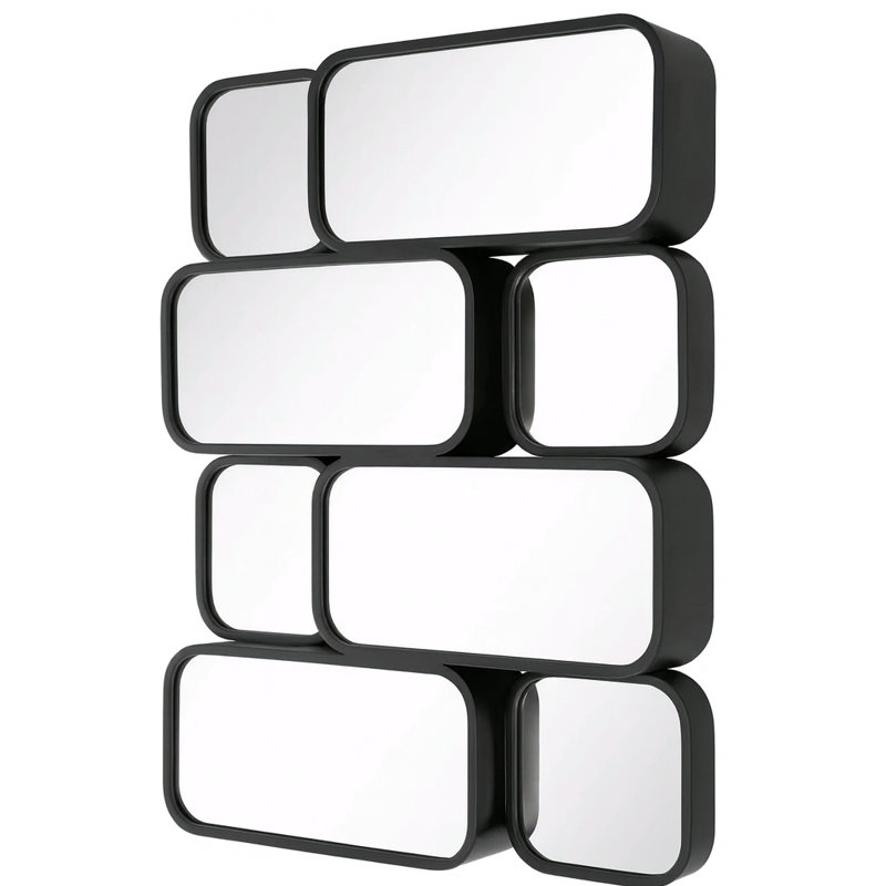 Miroir surdimensionné noir à mosaïque encadrée - 32 po x 43 po