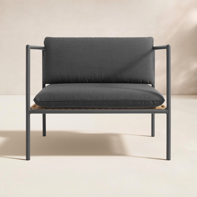 Dog Days Powder Coated Aluminum Outdoor Lounge Chair , Sunbrella® Cushions Included, Sunbrella Coal, Charcoal