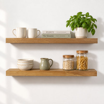 2 Piece Rustic Reclamied Wood Floating Shelves