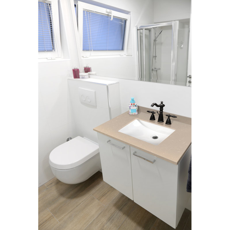 Sandino Sand 37-Inch White Engineered Marble Vanity Top with Rectangular Sink