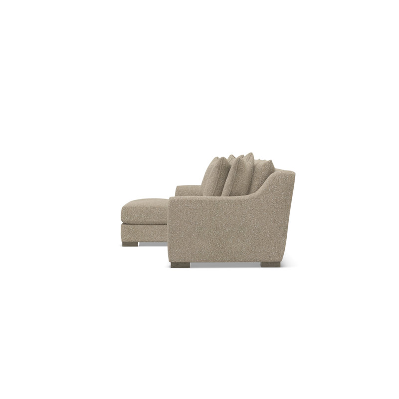 Chaise Sectional, Light Brown Polyester, 35" H x  105" W x 63.5" D, Left Hand Facing