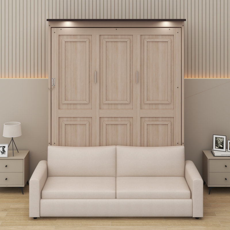 Queen Size Murphy Bed With Sofa And LED