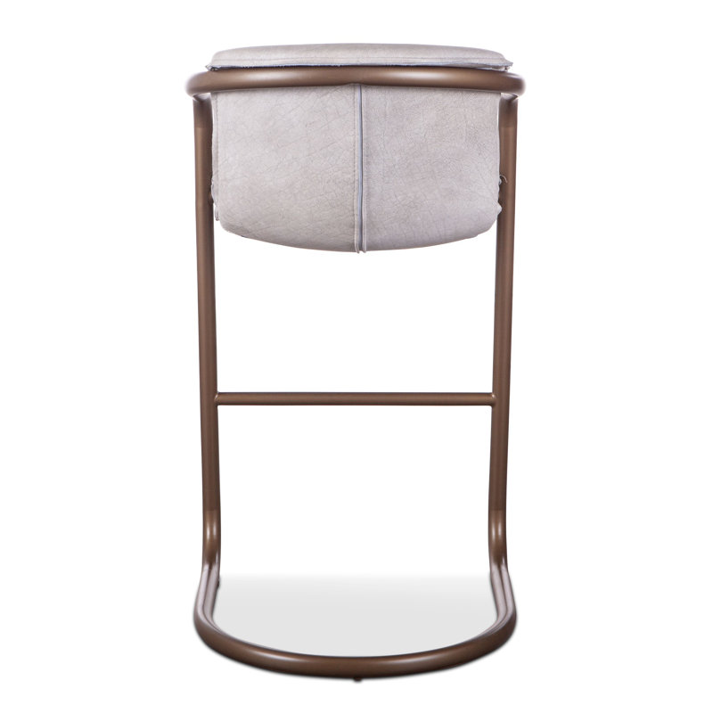Chiavari Upholstered with Metal Frame, Vintage White Leather/ Oil Rubbed Bronze Frame, Bar Stool (29" Seat Height)