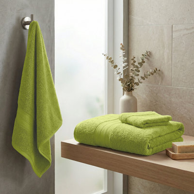 Ensemble de 3 serviettes de toilette en coton Atlas Heavyweight Plush Absorbant Solid Dobby Border