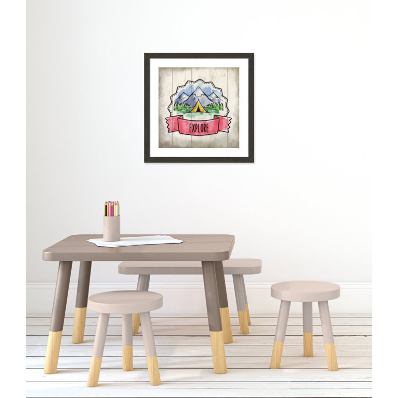 «Adventure is out There 2», art encadré, H 22,5 po x l 22,5 po x P 0,6 po, Cadre plat à grain de bois noir