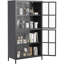 Coffre de rangement en métal noir avec grands compartiments, dispositif de basculement, pour rangement réglable pour armoire de bureau à domicile, fermeture magnétique silencieuse, bureau à fonctions tombantes