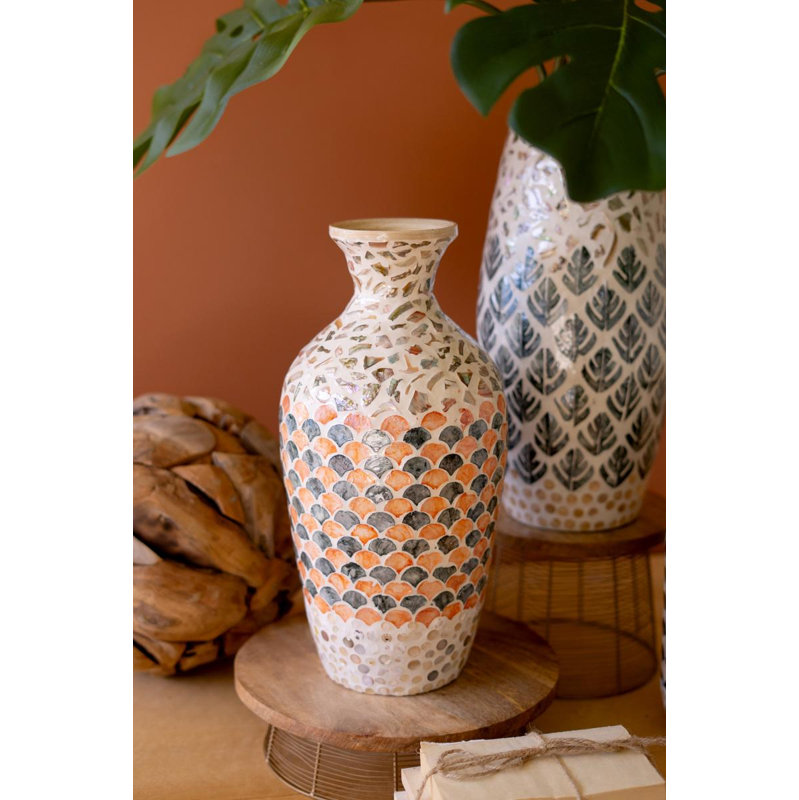 Vase en bambou filé avec coquille de Capiz DÉTAIL # 3