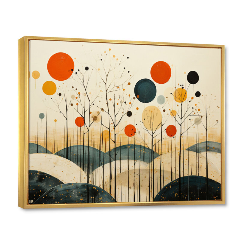 Art coloré sur toile Minimalist, H 34 po x l 44 po x P 1,5 po, Cadre flottant doré