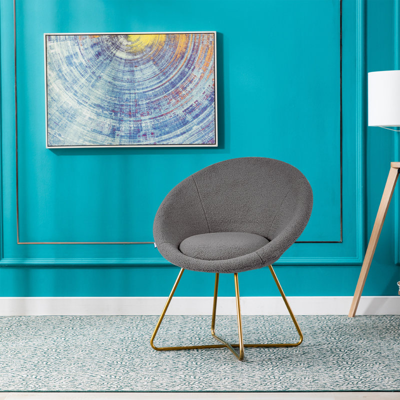 Fauteuil d'appoint de style contemporain Mid-Century, Fausse fourrure grise