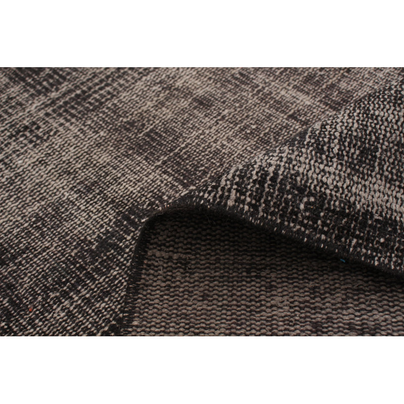 Tapis décoratif en laine noir/gris foncé de conception unique noué à la main des années 1980 5 pi 11 po x 9 pi 6 po Borofsky