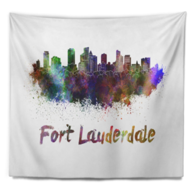 Fort lauderdale skyline tapisserie Cityscape, H 78 po x l 92 po
