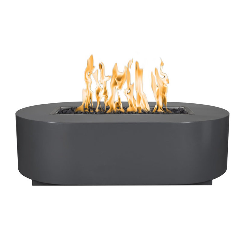 Bispo Steel Smokeless Fire Pit, Gray, 15" H x 84" W x 28" D, Propane