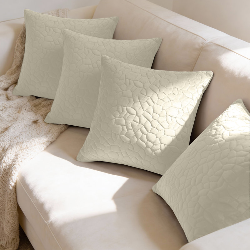 Luxury Pebbles Velvet Cushion Covers Set Of 4 Soft Throw Cushion Case , Beige