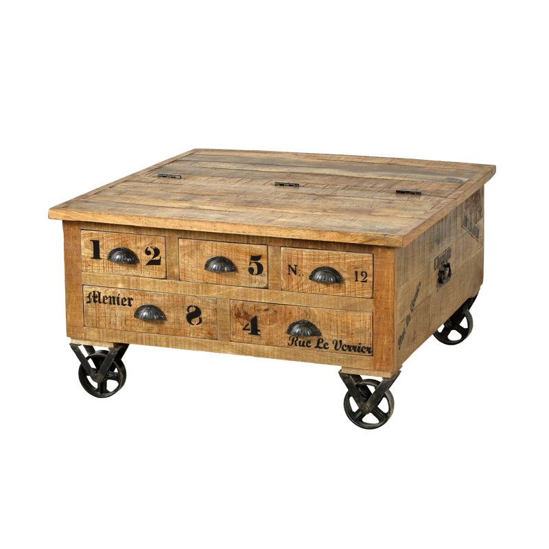 Kym Solid Wood Solid Coffee Table with Storage