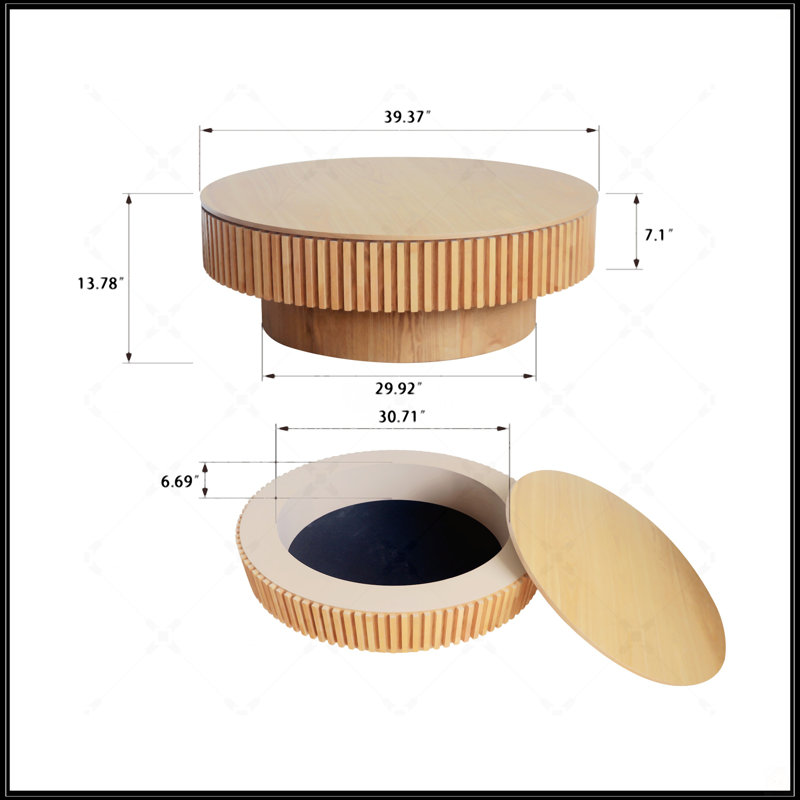Table basse 39,37 po, Bois naturel