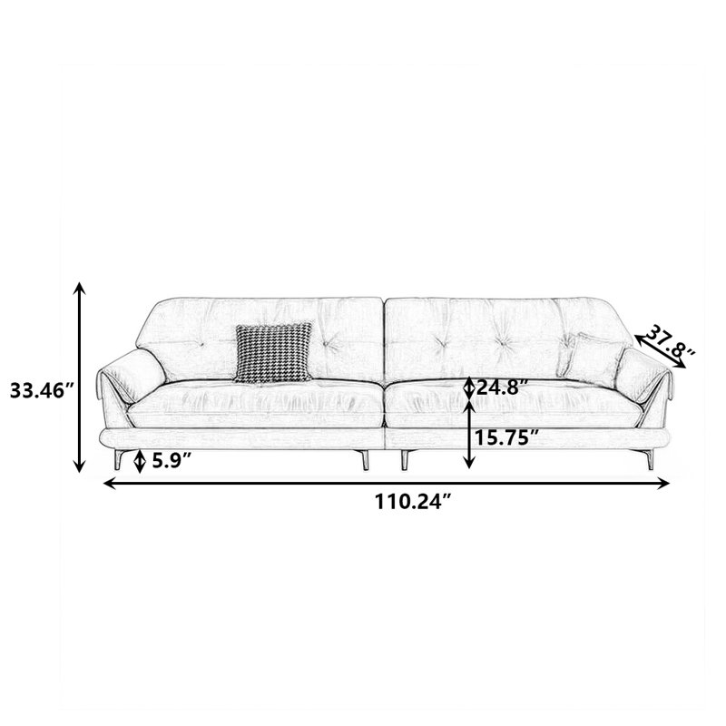 Creamy white Polyester Modular Sofa, 4, 33.46" H x 110.24" W x 37.8" D, Creamy white