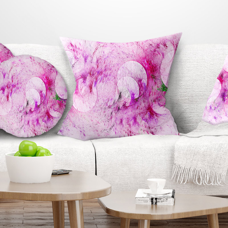 Texture de verre fractal rose et blanc - coussin imprimé abstrait, 16 po x 16 po, Coussin décoratif