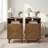 15.7” Width Brown Nightstand with Charging Station & Storage, Solid Wood Legs