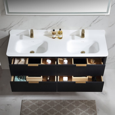 Meuble-lavabo mural flottant avec plateau en acrylique