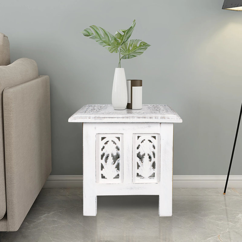 Abbey End Table, White, 31cm H x 30cm W x 30cm D