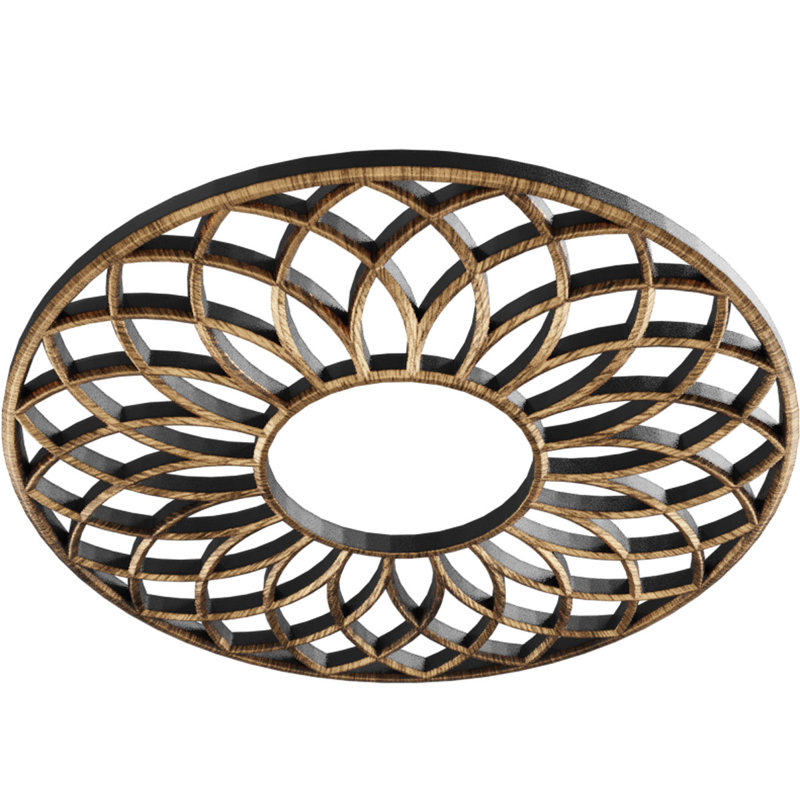 36 po x P 12 po x P 1/4 po x P 1 po, médaillon de plafond en PVC de qualité architecturale, doré, H 32 po x l 32 po x P 1 po